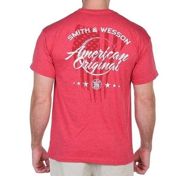 Smith & Wesson Red American Original Distressed Flag Graphic Print Tee Medium - Picture 2 of 4